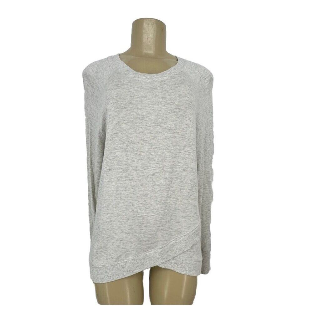 Athleta Medium Women Criss Cross Sweatshirt Light Grey Modal Blend Pullover A20